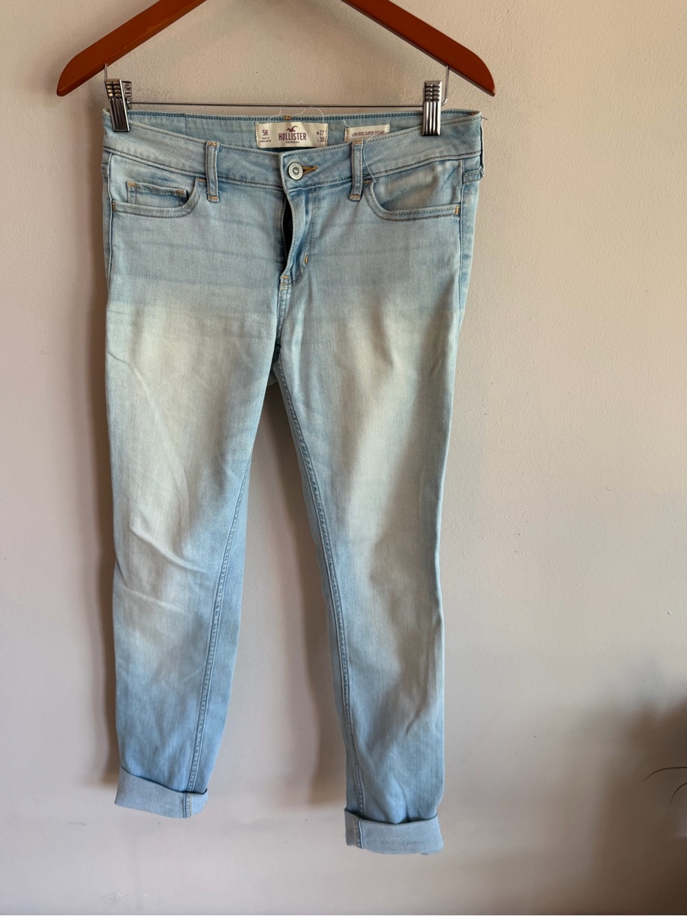 Hollister Low Rise Super Skinny Jeans Light Wash Denim W27 L30 Womens